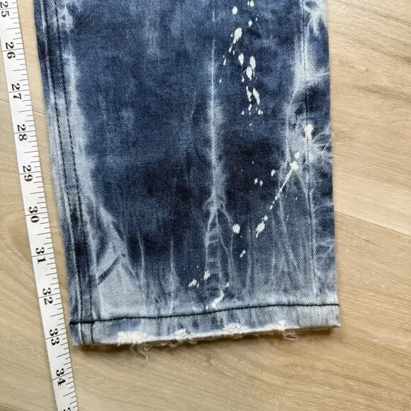 NEW Rock Revival Moto EAN Men's Jeans Acid Wash Blue Zippers 32x33 Stretch